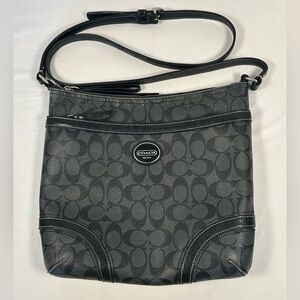 Coach Peyton Signature Canvas Shoulder Bag in Black and Gray